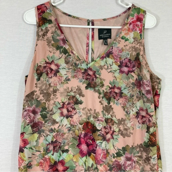 Adrianna Papell Floral Layered V-Neck Dress size 8 - Picture 3 of 12